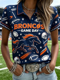 Women's Football Game Print Casual Polo Shirt