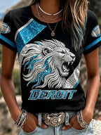 Women'S Fan Printed Round Neck T-Shirt