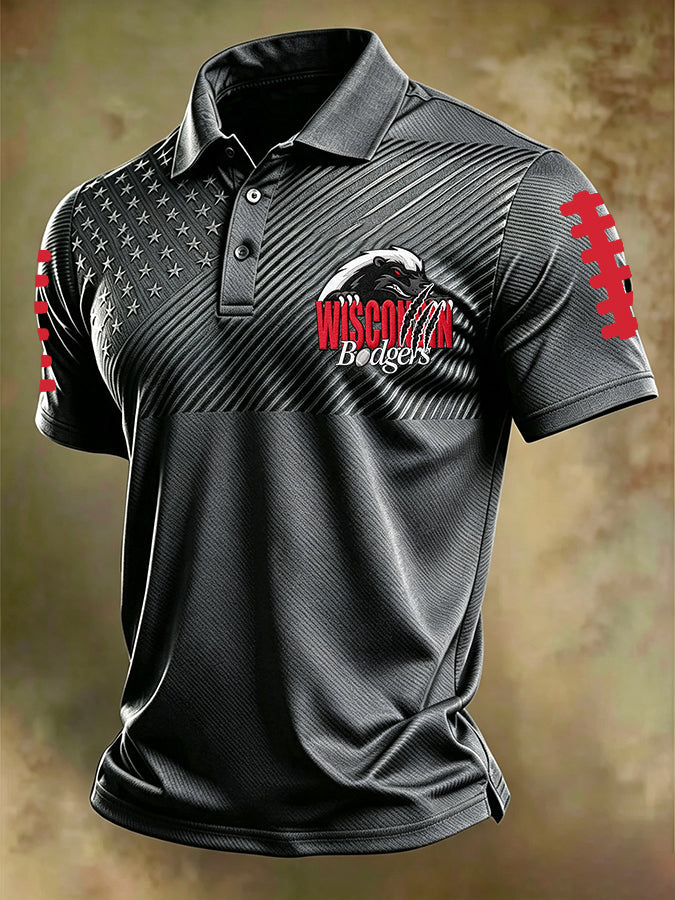 Men'S Football Printed Polo Shirt