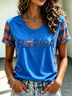 Women'S Rugby Printed Round Neck Short Sleeved T-Shirt