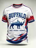 Men's football printed short sleeved T-shirt