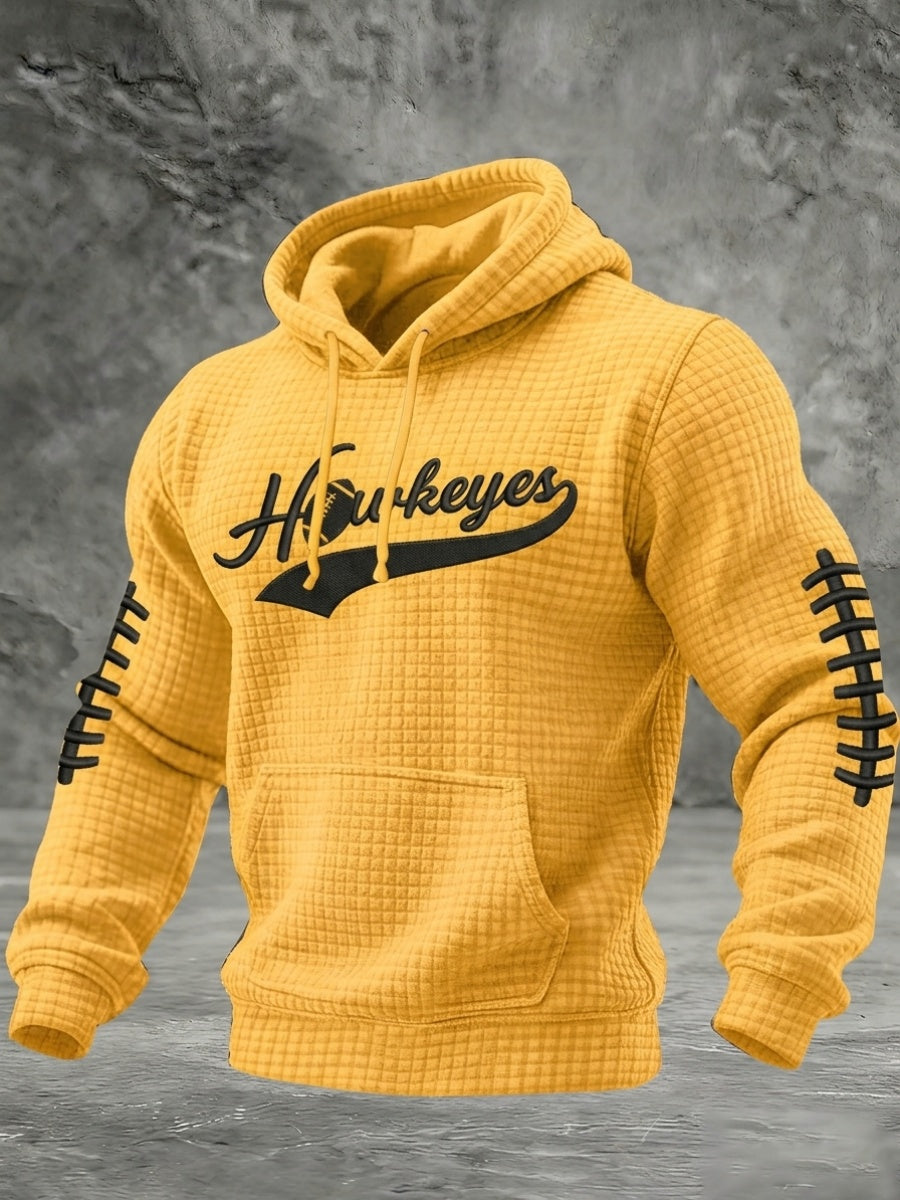 Men'S Football Printed Casual Waffle Hoodie