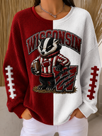 Women'S Football Print Casual  Printed Waffle Sweatshirt