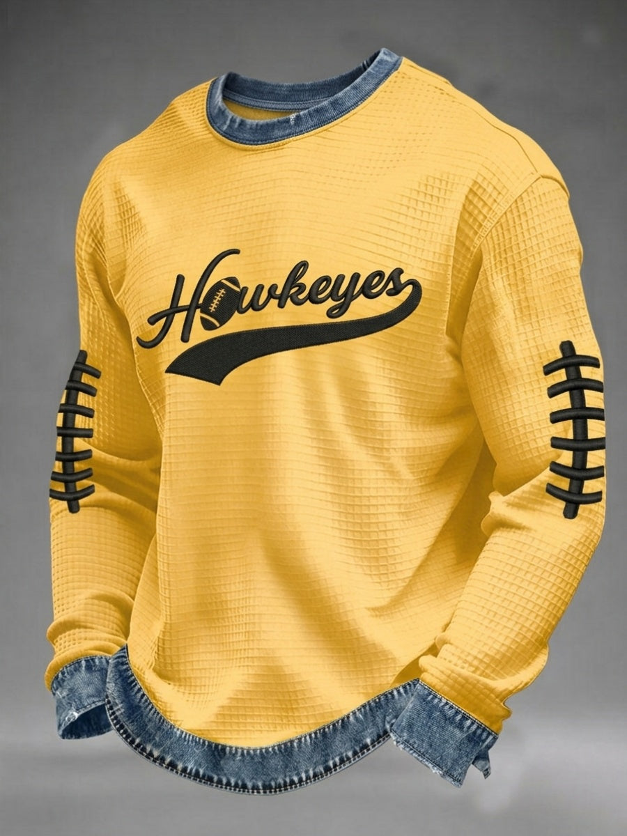 Men'S Football Printed Waffle Sweatshirt