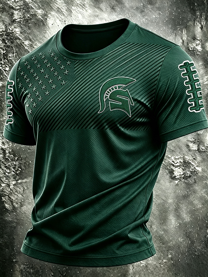 Men'S Football Printed Round Neck T-Shirt