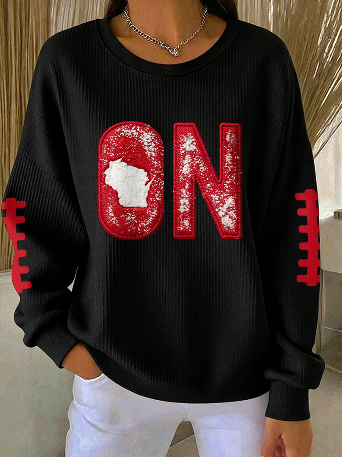Women'S Football Print Casual Sweatshirt