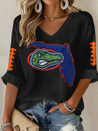 Women'S Football Print Waffle  Top
