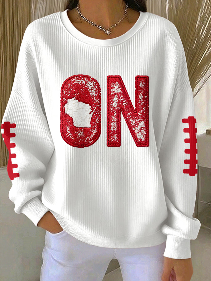 Women'S Football Print Casual Sweatshirt