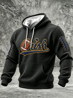 Men's College Rugby Team Printed Waffle Casual Hoodie