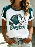 Women's Football Game Print Casual Short-Sleeved T-Shirt