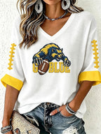 Women'S Football Print Waffle  Top