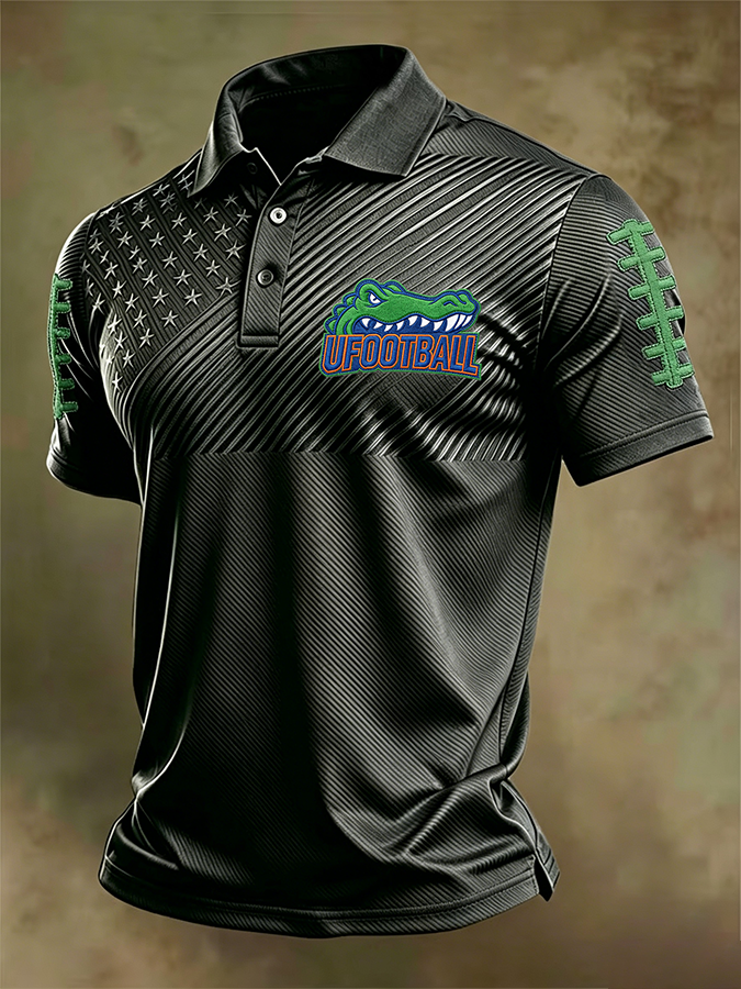 Men'S Retro Rugby Collar Polo T-Shirt