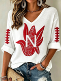 Women's Football Print Waffle  Top