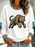 Women'S Retro Football Print Round Neck Sports Shirt