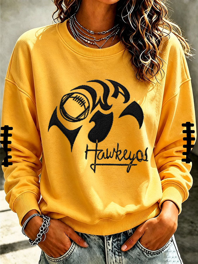 Women'S Retro Football Print Round Neck Sports Shirt