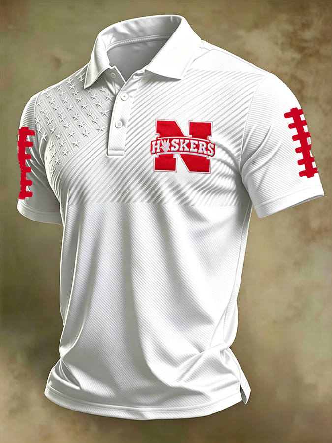 Men'S Football print Polo T-Shirt