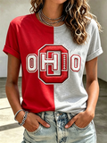Women'S Rugby Printed Round Neck Short Sleeved T-Shirt