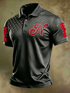 Men'S Football Print Polo T-Shirt