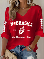 Women'S Football Print Waffle  Top