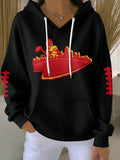 Women'S Football Print Hooded Sweatshirt