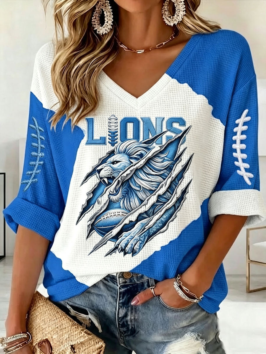 Women'S Football  Print Waffle  Top