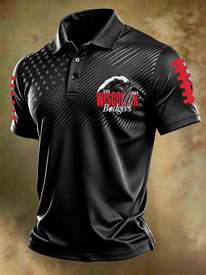 Men'S Football Printed Polo Shirt