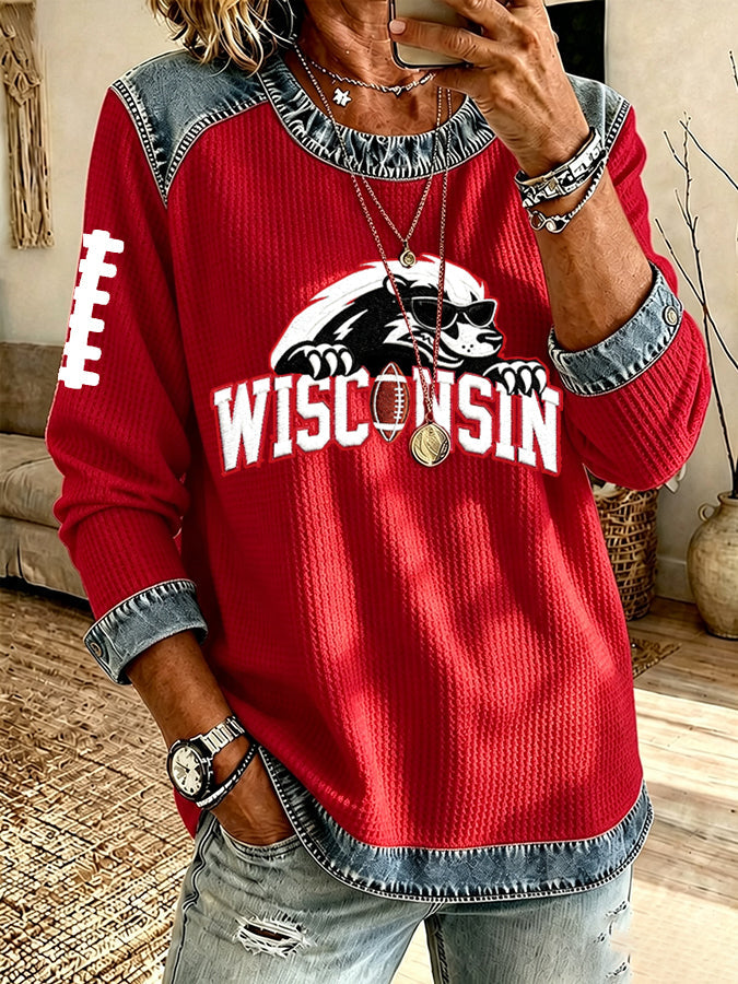 Women'S Rugby Print Long-Sleeved Sweatshirt