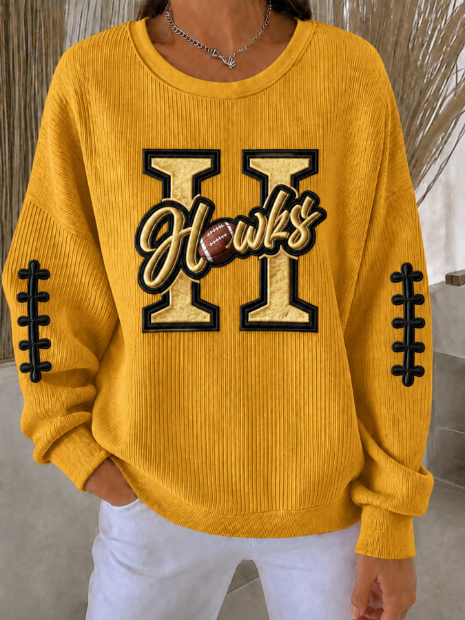 Women'S Football Print Casual Sweatshirt