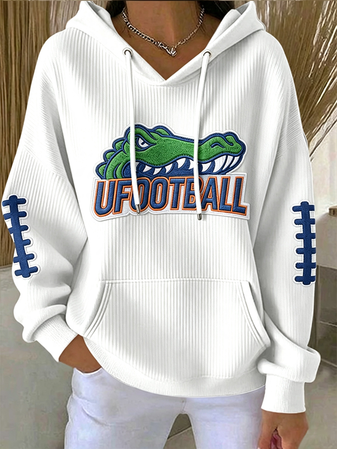 Women'S Rugby Printed Hooded Sweatshirt