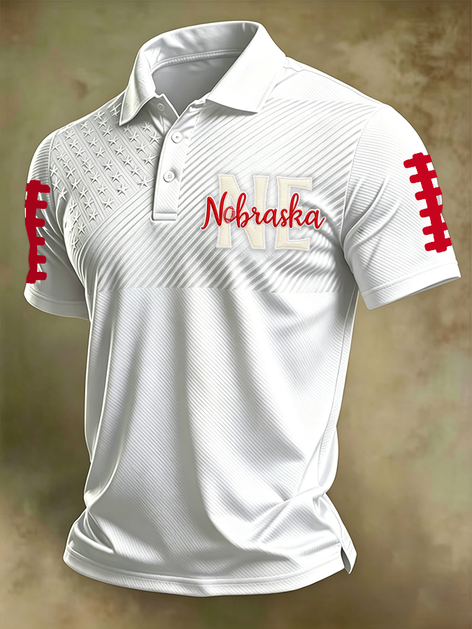 Men'S Football Print Polo T-Shirt