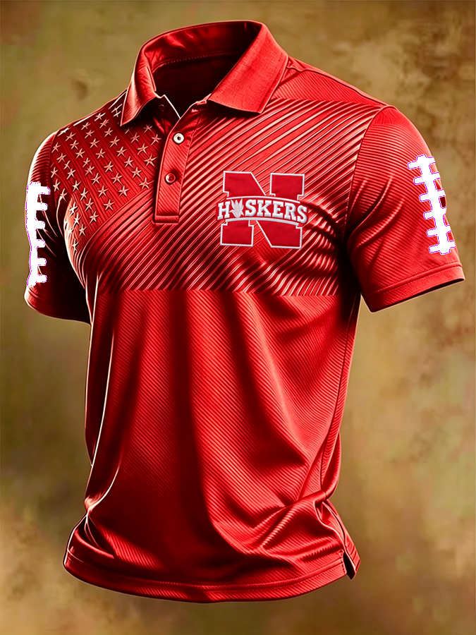 Men'S Football print Polo T-Shirt