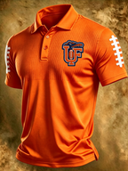 Men'S Retro Football Print Polo T-Shirt