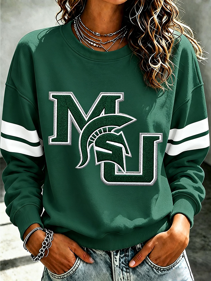 Ladies' Rugby Printed Round Neck T-Shirt