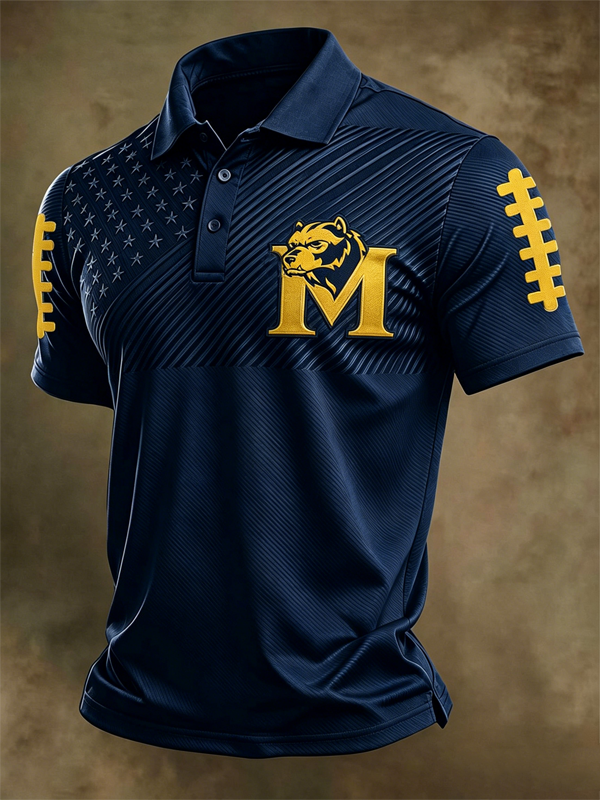 Men's Football Sports Casual Polo Shirt