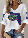 Women'S Football Print Waffle  Top
