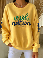 Women's University Football Fans Print Casual Waffle Sweatshirt
