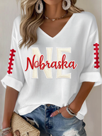 Women'S Football Print Waffle  Top