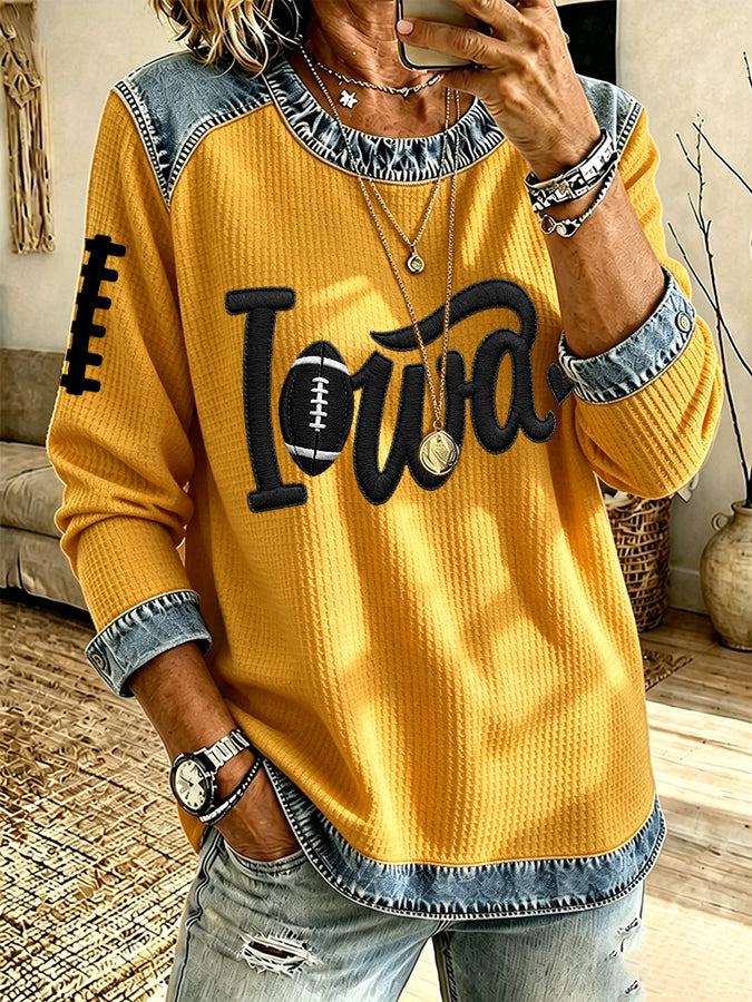 Women'S Rugby Print Long-Sleeved Sweatshirt