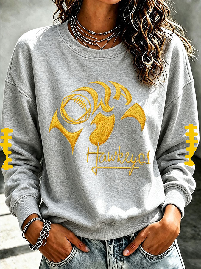 Women'S Retro Football Print Round Neck Sports Shirt