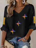 Women'S Football Print Waffle  Top