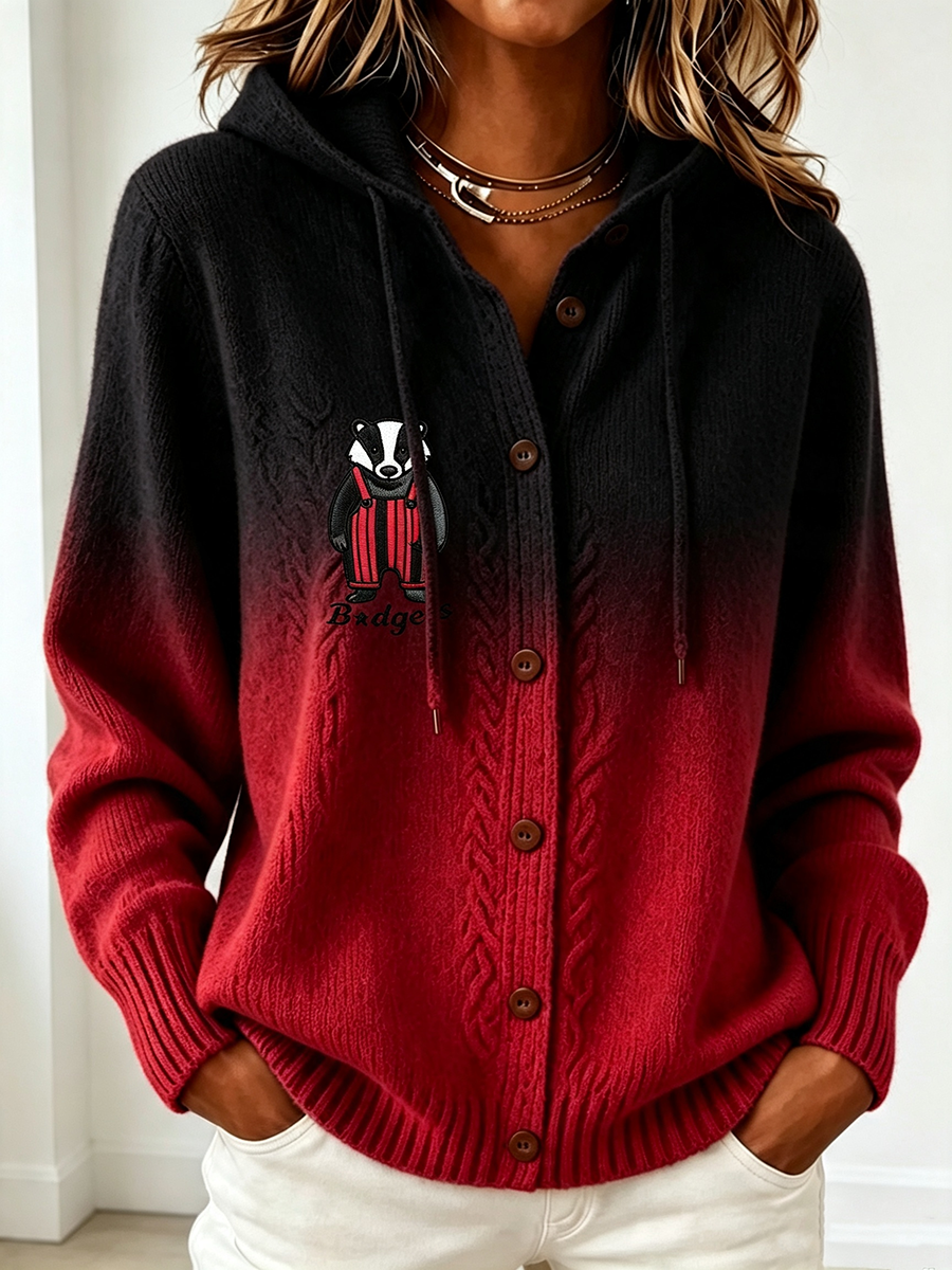 Women'S Football Fan Printed Casual Hooded Sweatshirt