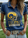 Women's Football Game Print Casual Polo Shirt