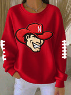 Women'S Football Print Casual Sweatshirt