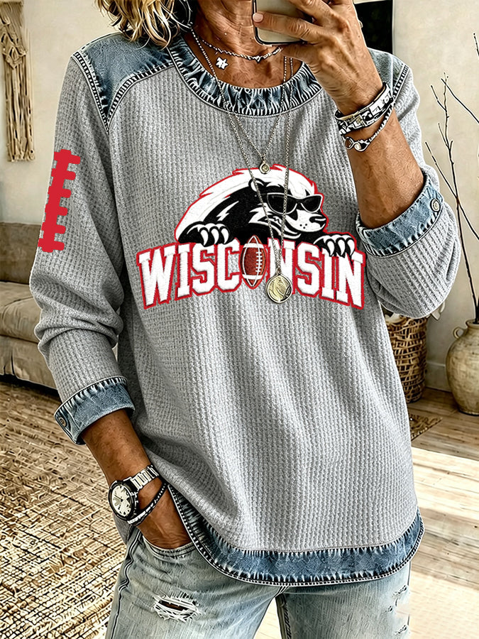 Women'S Rugby Print Long-Sleeved Sweatshirt