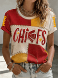 Women's Football Color Block Casual Sports T-shirt