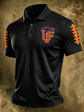 Men'S Retro Football Print Polo T-Shirt
