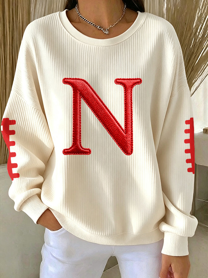 Women'S Football Print Casual Sweatshirt