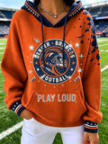 Women'S Football Game Print Hooded Sweatshirt