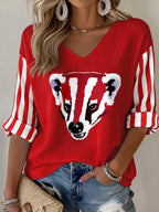 Women'S Football Print Waffle  Top