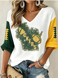 Women's Football Print Waffle  Top